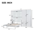 Ball & Cast Queen Size Murphy Bed Wall Bed with Built-in Wardrobe Storage and Hydraulic Lift System,Wood Hideaway Cabinet Platform Bedframe w/Slat Support,can be Folded,for Small Room,Dorms,White Ball & Cast