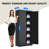 Pantry Cabinet, 71 Inch Tall Kitchen Storage Cabinet, Metal Pantry Cabinet with Doors and Adjustable Shelves, Black Food Cupboard Freestanding Cabinet for Living&Dinning Room-Assembly Required Polup