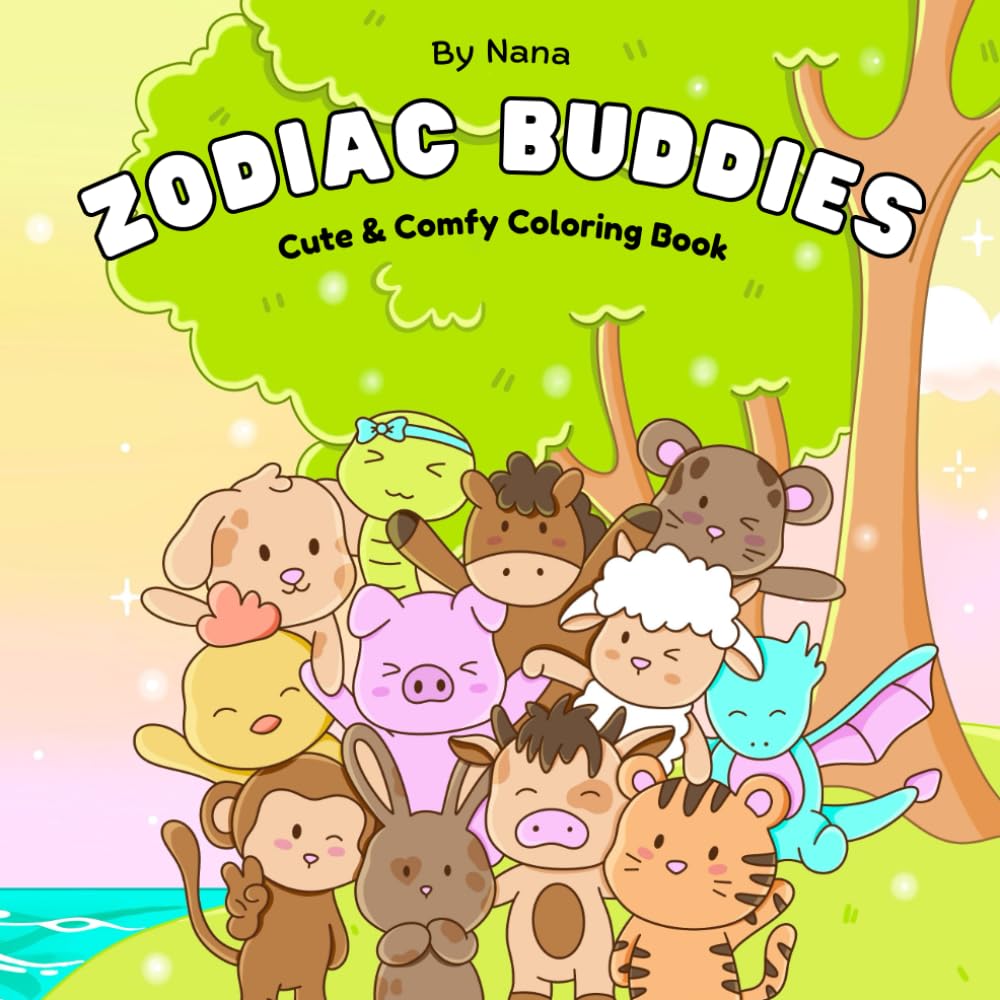 Zodiac Buddies: Cute & Comfy Zodiac Coloring Book – Relaxing Coloring for Teens & Adults Majosta