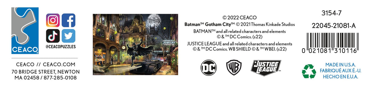 Ceaco - Thomas Kinkade - DC Comics - Batman Gotham City - 1000 Piece Jigsaw Puzzle Ceaco