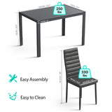 Gizoon Glass Dining Table Sets for 6, 7 Piece Kitchen Table and Chairs Set for 6 Person, PU Leather Modern Dining Room Sets for Home, Kitchen, Living Room Gizoon