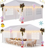 HOTEEL 10'x20' Outdoor White Waterproof Gazebo Canopy Party Tent with 4 Removable Sidewalls Windows Carpas para Patio for Weddings Events Beach BBQ Parties Hoteel