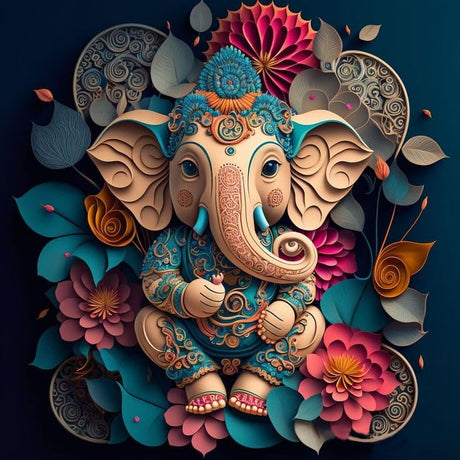 ajepon Elephant Diamond Painting Kits for Adults-Diamond Art Kits for Elephants, Hindu Elephant Gem Art Kits for Adults for Gift Home Wall Decor (14x14inch) ajepon