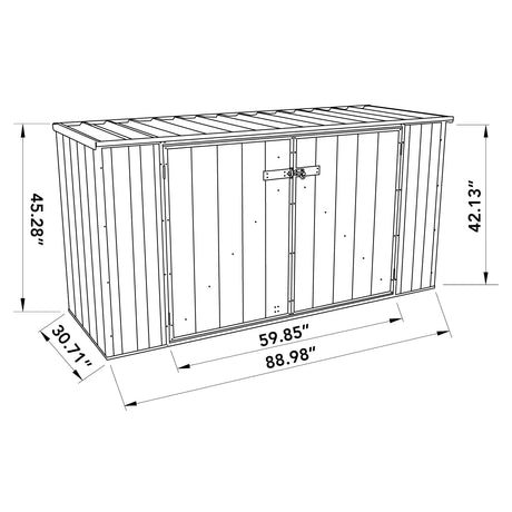 Absco Utility 7.5 Ft. x 2.5 Ft. Garbage Can Metal Storage Shed DIY Galvanized Steel Sheds for Garbage Can, Trash Bin, and Junk Storage Tools, Firewood, Gardening Equipment (Surfmist White) ABSCO