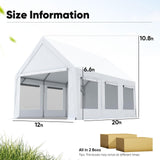 Quictent Heavy Duty 12x20 ft Carport Tent with Ultra-High Peak & Ventilation Windows, Waterproof Outdoor Canopy Shelter for Events, Storage, Parking & Wedding - White Quictent