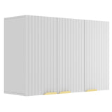 ChooChoo 3-Door Bathroom Wall Cabinet, Fluted Kitchen Wall Cabinet with Adjustable Shelf, Wall Mounted Storage Cupboard for Bathroom, Laundry Room, Entryway, Garage, White ChooChoo