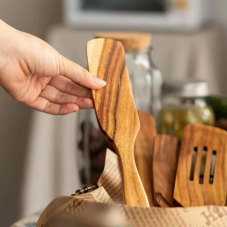 Wooden Spatula ，Sourdough Spatula，Teak Kitchen Spatula ， Mixing Sourdough Spoon Stirring Stick Wood Bread Spatula for Cooking Utensils Flat Spurtles Kitchen Tools Scraper Jar Spatula Kunovo