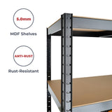 Garage Shelving Units - 71" H x 47" L x 18" - Heavy Duty Racking - Shelves for Storage -1 Bay - Black - 5 Tier - 2000LB Capacity (400LB Per Shelf) - Workshop, Shed, Office - 5 Year Warranty G-Rack
