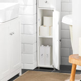 Haotian Bathroom Tall Cabinet with 1 Drawer, 2 Doors and Adjustable Shelves, Slender Extra Storage Cabinet, Anti-Tipping Floor Tall Cabinet Cupboard, White BZR34-W, 7.9"D x 7.9"W x 70.9"H SoBuy