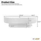Merax Modern 43.3" W Oval Coffee Table with Sturdy Base, Wood Center Tables for Living Room Reception Room, Easy Assemble, White Merax