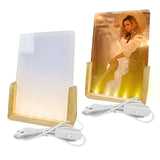 HSOKEW 2 Pack Sublimation Night Light Blank, Sublimation LED Acrylic Photo Frame Panel White 4" x 6" with Warm Light LED Night Light Picture Frame LED Wood Stand Light for Heat Press Machine Printing HSOKEW