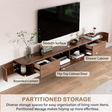 Ribanedy Solid Wood Modern Floating TV Stand with LED Lighting | Wall-Mounted Entertainment Console with Flip-Top Doors | TV Bench for Living Room & Office (Brown, 86.6'') Ribanedy