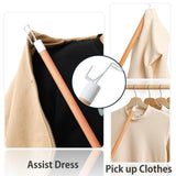 28" Dressing Stick for Elderly, One Piece Real Beech Wood Dressing Long Stick & Shoe Stick, Disability Aids for Daily Living for Pants, Shoes, Socks and Shirts, 1PK King Mills