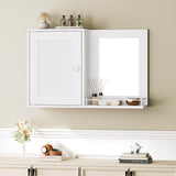 YATINEY Bathroom Medicine Cabinet with Mirror, Wall Mounted Home Storage, Medicine Cabinet Mirror, Bathroom Wall Cabinet, Adjustable Shelf, for Laundry Room, Bedroom, Camper, Hallway, White YATINEY