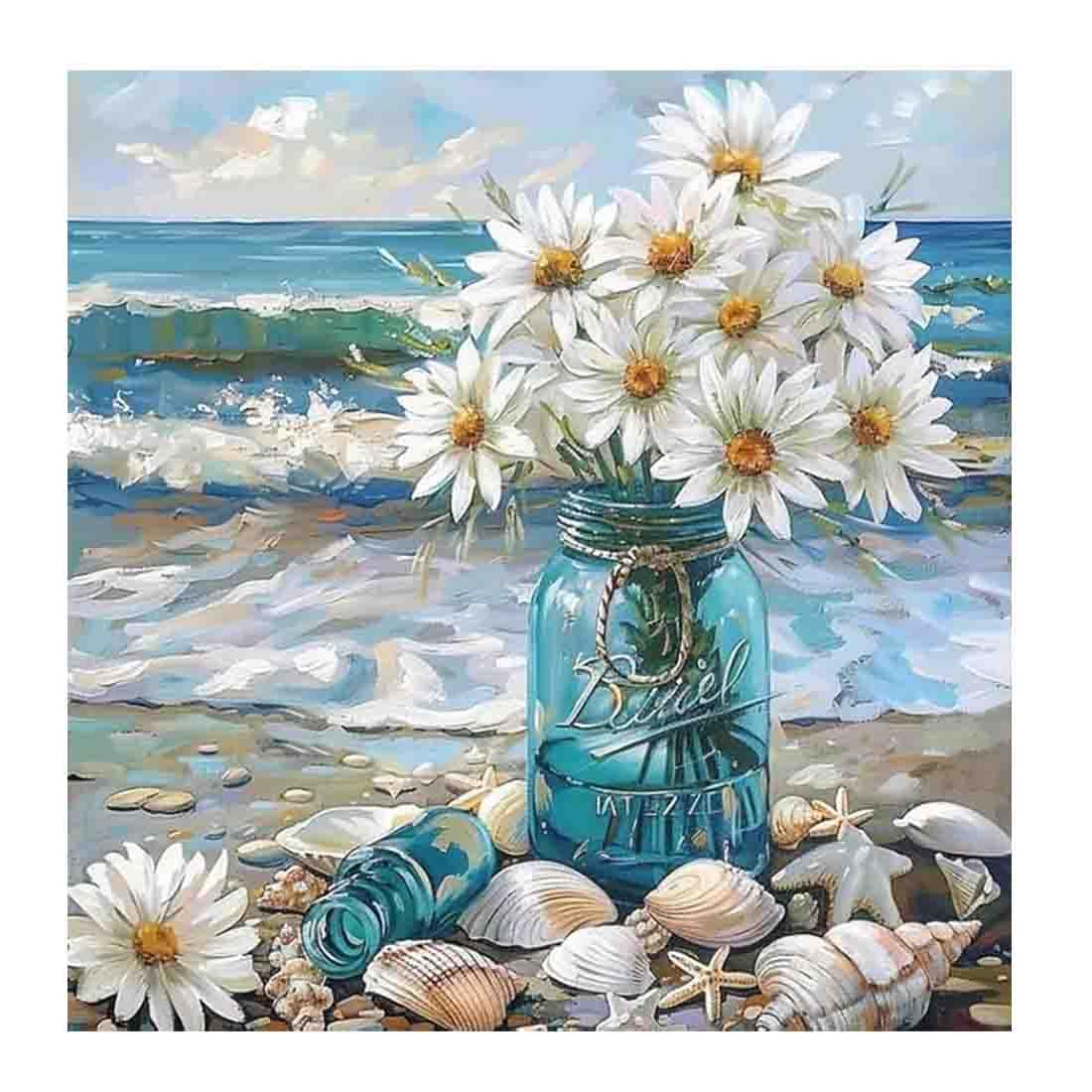 Sea Wave Diamond Art Kits for Adults,Flower Diamond Art Diamond Painting Kit,5D Diamond Painting DIY Full Drill Diamond Dots Painting with Tools,Gem Craft for Home Wall Decor 13.7x13.7in Kaixine