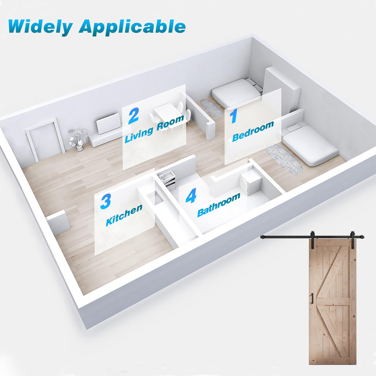 FREDBECK 30in x 80in Sliding Barn Door and 5FT Sliding Door Hardware Kit Included K Shape Solid Spruce Wood Panel for Bedroom Need to Assembly FREDBECK