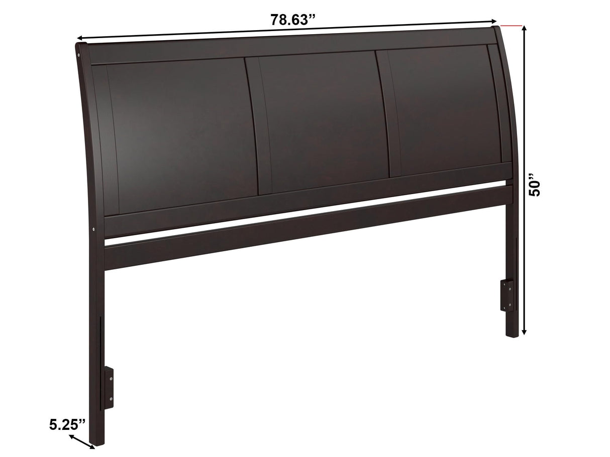 AFI Portland King Sleigh Solid Wood Panel Headboard in Espresso AFI