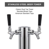 FERRODAY Kegerator Tower Dual Faucet Beer Tower Double Tap Beer Tower Dispenser Beer Tap Kegerator Parts Stainless Steel Tower Brass Faucet Stainless Core Pre-assembled Lines 3" Keg Tower Beer Keg Tap Ferroday