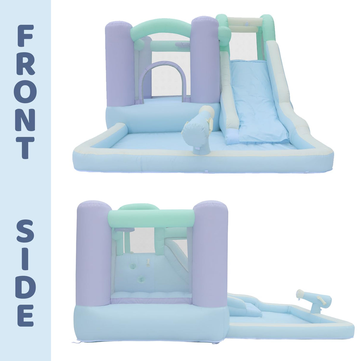 Bounceland Splash Zone Dream Wet or Dry Bounce House Water Slide, 11.5ftL x 9ftW x 6ftH, Pastel Color, Spacious Bounce Area, Splash Pool, Climbing Wall, Blower Included, Trendy Kids Outdoor Play Bounceland