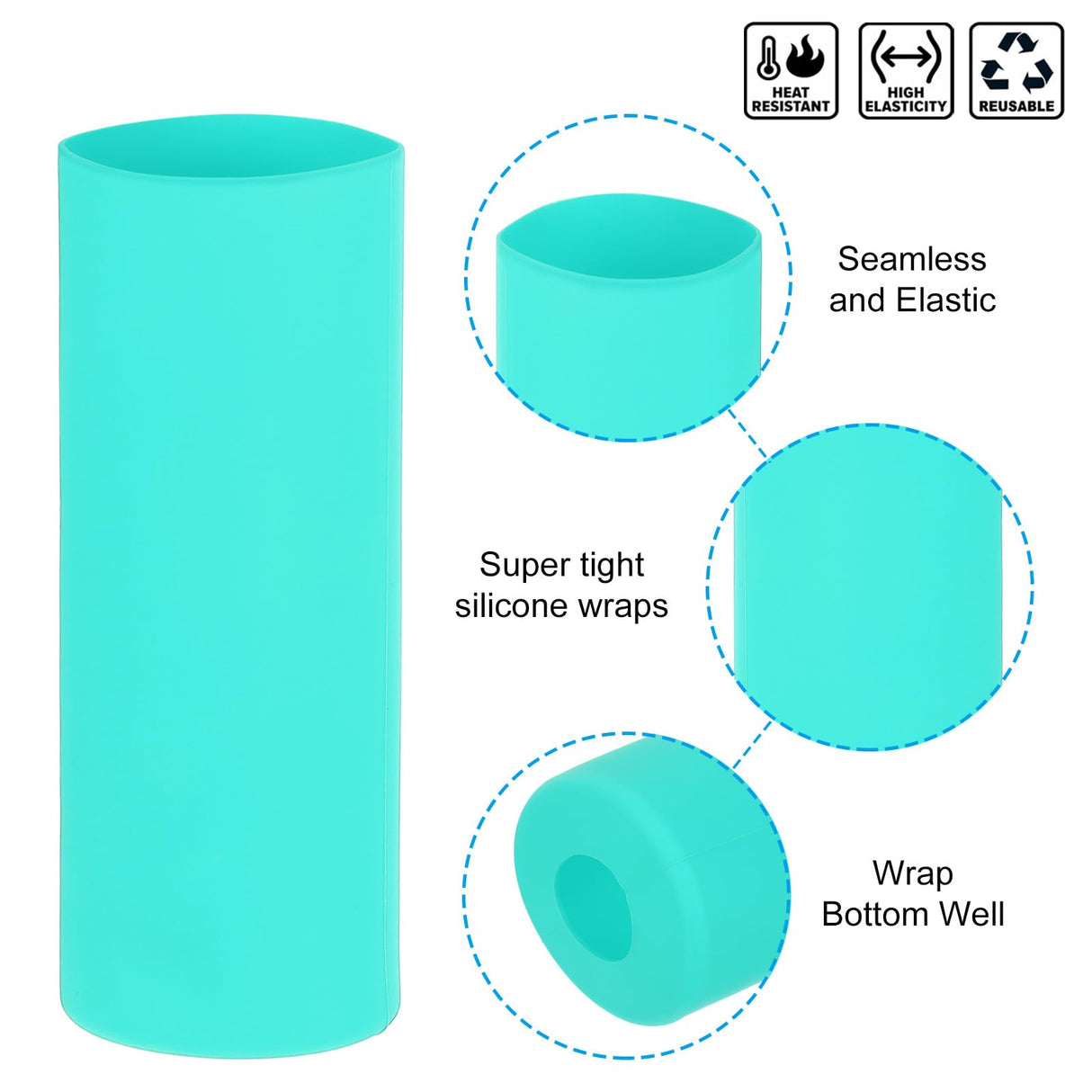 PATIKIL Silicone Sublimation Tumblers Sleeve Kit, Heat Resistant Seamless Tumblers Wrap for 20 Oz Sublimation Blank Cups with Glove Tape, Green PATIKIL