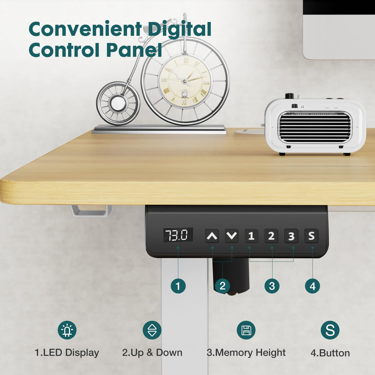 SMUG Standing Desk, Adjustable Height Electric Sit Stand Up Down Computer Table, 48x24 Inch Ergonomic Rising Modern Lift Motorized Gaming Desktop Workstation for Work Home Office, Natural SMUG
