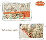 BEITE FIBER Bohemian Twin Size Comforter Quilt Sets -2 Pieces Red Quilts 100% Cotton(1Quilt,1 Pillow Shams) with Reversible Bedspreads Bohemian Patchwork Bedding Set Sleep Companion BEITE FIBER