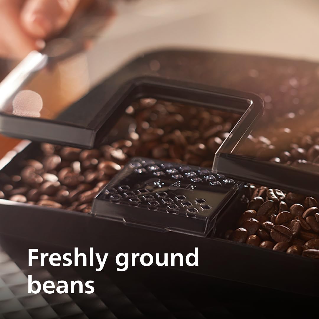 PHILIPS 2200 Series Fully Automatic Espresso Machine, Classic Milk Frother, 2 Coffee Varieties, Intuitive Touch Display, 100% Ceramic Grinder, AquaClean Filter, Aroma Seal, Black (EP2220/14) PHILIPS