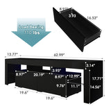 Black TV Stand with 2 Storage and 3 Open Shelves High Gloss LED TV, TV Entertainment Center TV Console Media Gaming TV Table Stands for Up 50 to 70 Inch Hangoo