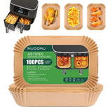 Air Fryer Disposable Paper Liners for Ninja Dual Airfryer Accessories, Non-Stick Parchment Rectangular for Baking, Oil Proof, Water Proof, for Microwave Oven (100PCS, 8.6in x 5.5in) MUOOMU