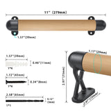 1.3Ft Wood Handrails for Indoor Stairs,Safety Non-Slip Stair Railing, Professional Pine Handrails Support Rod Complete Kit, Comfortable Barrier-Free Stair Handrail for Elderly（16‘’） WWFFEN