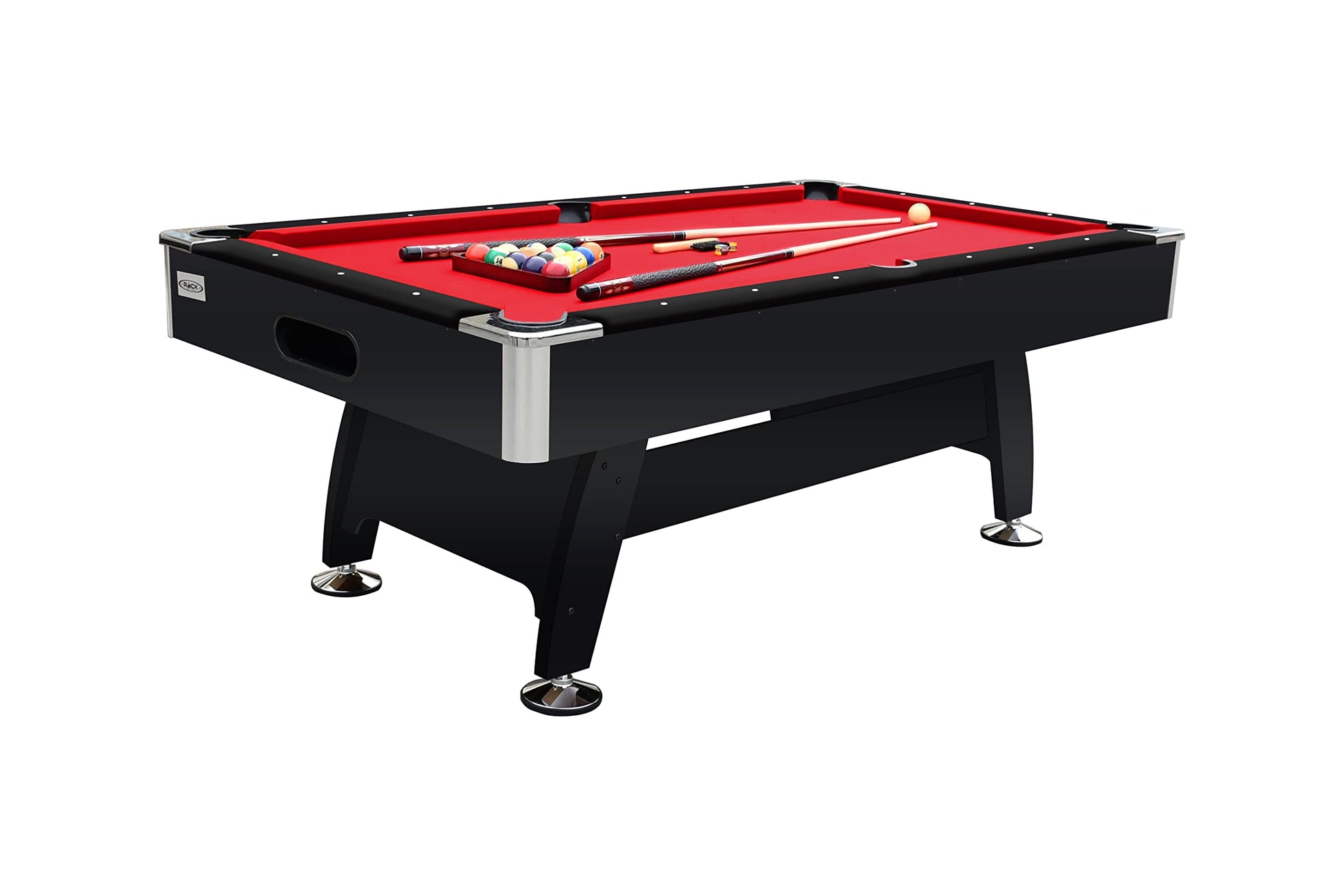 RACK Draco 7-Foot Tournament Billiard/Pool Table (Red Felt with Black Body) for Competitive Players! - WoodArtSupply