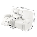 TAOCOCO Reclining Loveseat with Middle Console Slipcover, 4 Piece Polyester Fabric Stretch Loveseat Reclining Sofa Covers (Milk White, 2 Seat Recliner Cover with Console) TAOCOCO