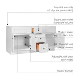 Design House Brookings 60 Inch Bathroom Vanity, Ready to Assemble, Solid Wood, Sherwin Williams® White, 599019-WHT Design House