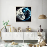 JFYHAB DIY 5D Fox Diamond Painting Kits for Adults Diamond Art Taichi Fox Diamond Painting Full Drill Crystal Rhinestone Embroidery Craft Kits White Black Fox for Home Wall Decor Gifts 12x12inch JFYHAB