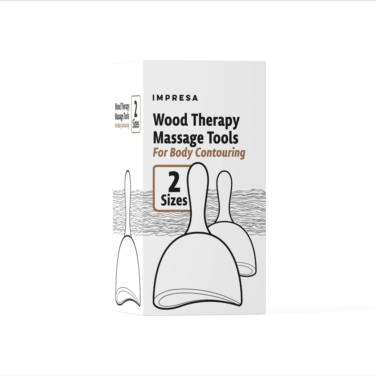 IMPRESA [2 Sizes] Wood Therapy Massage Tools for Body Contouring - Lymphatic Drainage Massager to Help Reduce Appearance of Cellulite - Body Shaping Maderoterapia Kit - Copa Sueca Wood Massage Tools IMPRESA