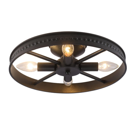 KJLARS Ceiling Light Fixture Flush Mount Ceiling Lamp Black Farmhouse Chandelier Industrial Rustic Light fixtures Pendant Lighting 4-Light E12 Kitchen Lighting KJLARS