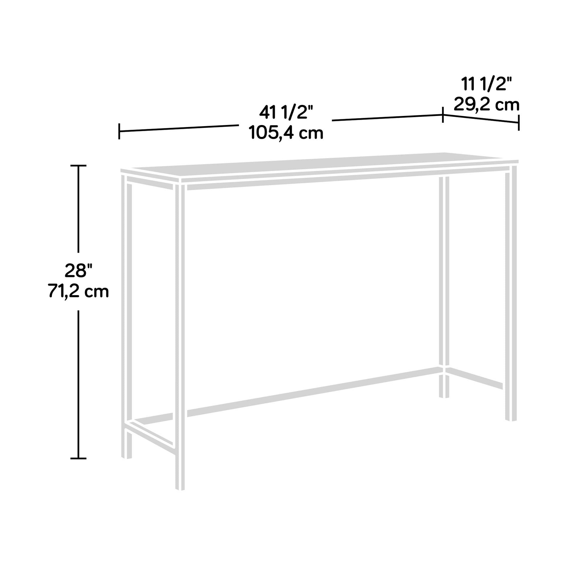 Sauder North Avenue Console Table, L: 41.5" x W: 11.5" x H: 28.03", Sindoori Mango finish - WoodArtSupply