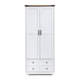 Yechen 71" Wooden Armoire Wardrobe Closet - Modern Functional Clothes Tall Storage Cabinet with Adjustable Shelf and Hanging Rail, Sturdy Freestanding Closet Wardrobe with 2 Wide Drawers for Bedroom Yechen