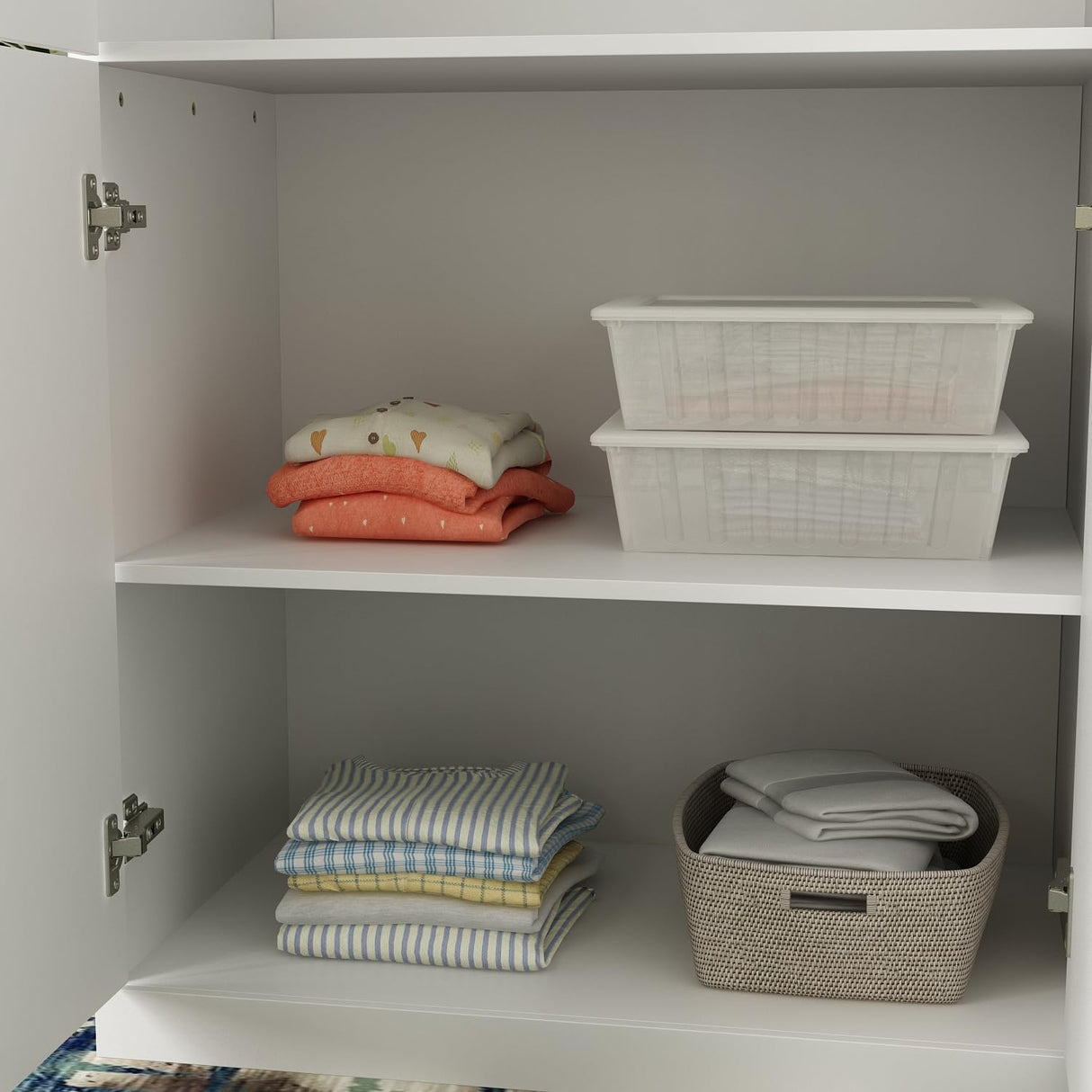 MOUMON Modern Wardrobe Cabinet with 8 Doors and Hanging Rods, White Wardrobe Armoire Closet with Gold Handles, Wardrobe with Glass Doors and 3 Drawers, for Bedroom Cloakroom, 19.3”D x 79.1”W x 74.8”H MOUMON