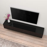 Meble Furniture Berno TV Stand - Wall-Mounted Entertainment Center Console for Bedroom & Living Room - Modern TV Floating Entertainment Center with Storage & Bookcase TV Stand Upto 71" - Black MEBLE FURNITURE & RUGS