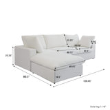Cloud Modular Sectional Sofa with Storage Ottoman,120.45" L Shaped Couch for Living Room,Down Filled Convertible Couch Deep Seat for Office Apartment,Covers Washable&Replaceable,White WJShome
