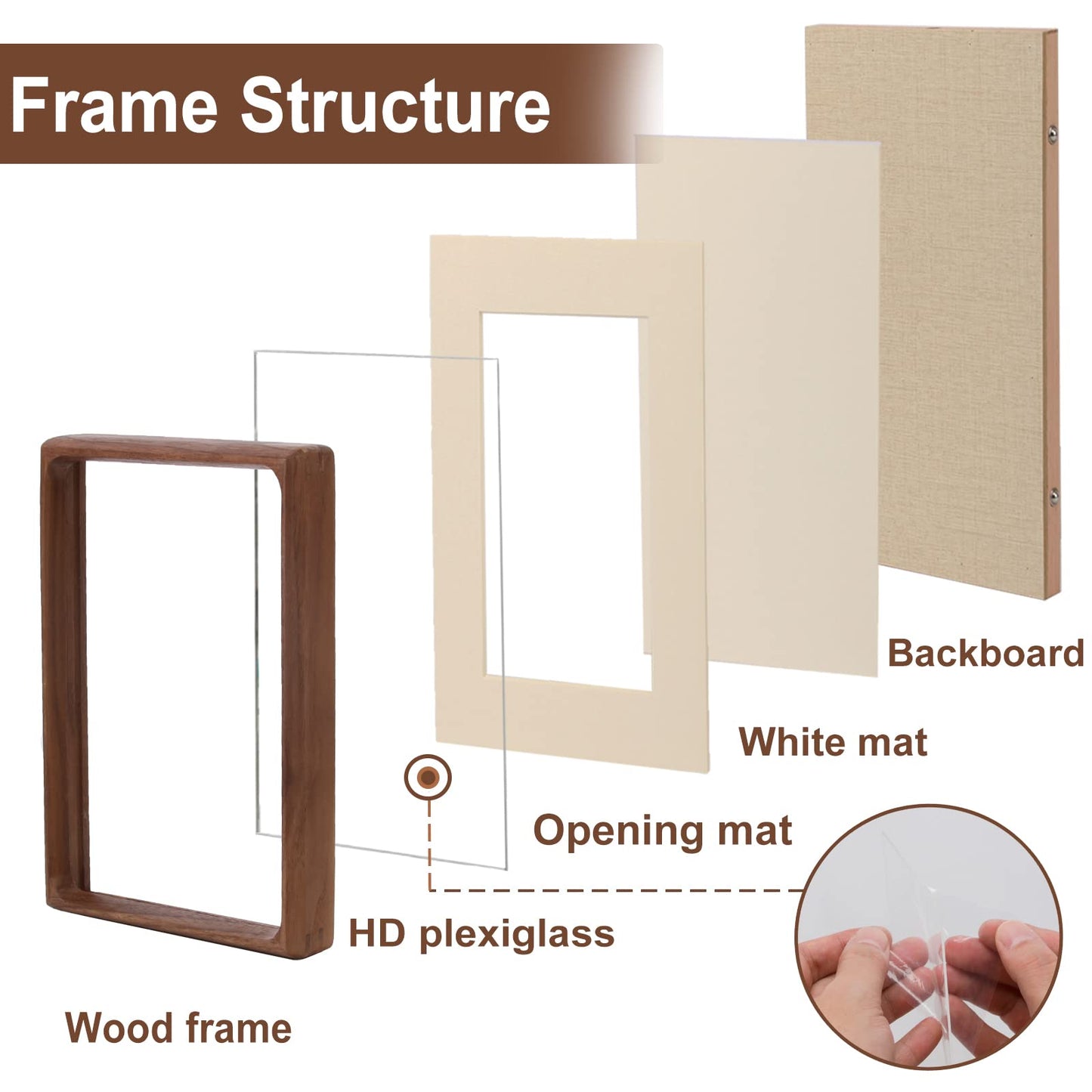 Youncewooder 3.5x5 Natural Walnut Wood Picture Frame - Displays 2x3 Photo with Mat | Rustic Handmade Photo Frame,Horizontal or Vertical for Wall and Tabletop,Gifts for Baby, Couple, and Best Friend