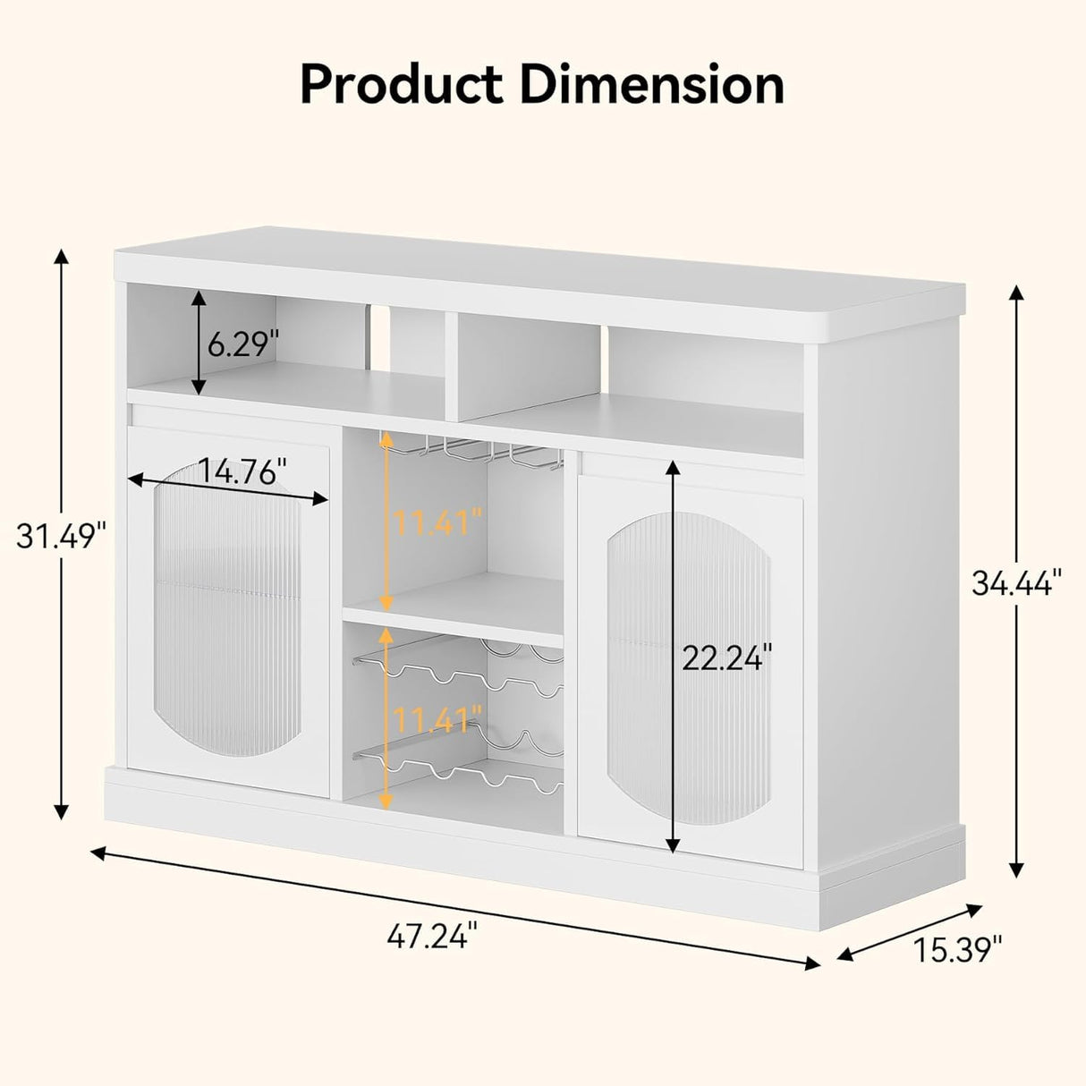 GOCAPTAIN Wine Bar Cabinet White Modern Coffee Sideboard Buffets with Led Lights, Wine Racks Glass Holder, 2 Glass Doors, Adjustable Shelves for Kitchen, Dining Room, Living Room GOCAPTAIN