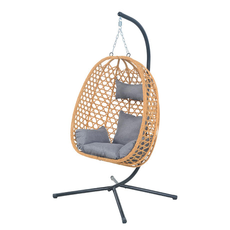 EortheX Hanging Egg Chair with Cushions – Comfortable Rattan Swing Chair with Stand for Patio, Garden, or Balcony – Stylish and Relaxing Outdoor Lounge Chair, 350LBS Capacity Indoor Outdoor EortheX outdoor fancy