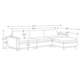 CHITA Super Large Luxury L Shape Convertible Sectional Modular Sofa, Down Filled Modern Sofa with Ottoman, Deep Seat Cloud Couch, 118 inch Width, 4 Seat Couch with Chaise, Solid Wood Leg, Linen CHITA