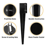 Kdgarden Fence Post Anchor Metal Ground Spike Heavy Duty Black Coated Powder Fence Stakes Post Support Base for 4"x4" Mailbox or Fence Post, 24"x4"x4" Outer Dia (3.5"x3.5" Inner Dia), Pack of 4 Kdgarden