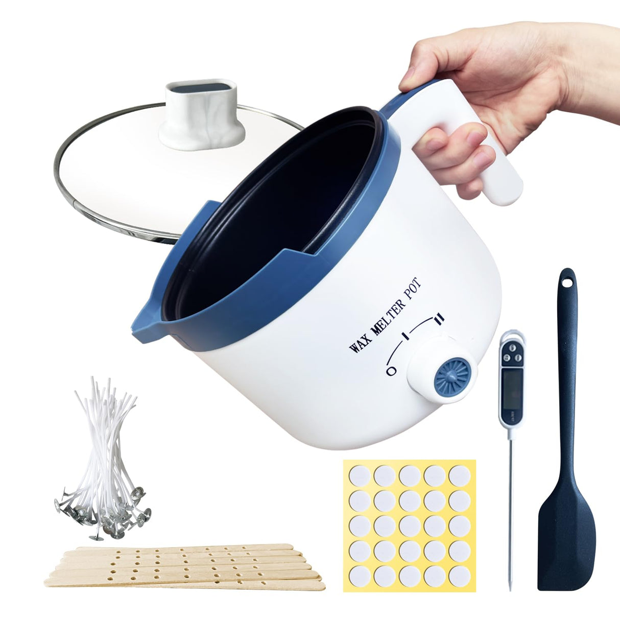 Ksedcon Wax Melter for Candle Making with Pouring Spout, Electric Wax Melting Pot Kit Included Wicks, Wick Stickers, Centering Device, Stirring Spoon Ksedcon