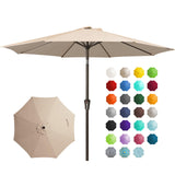 JEAREY 9FT Outdoor Patio Umbrella Outdoor Table Umbrella with Push Button Tilt and Crank, Market Umbrella 8 Sturdy Ribs UV Protection Waterproof for Garden, Deck, Backyard, Pool (Beige) JEAREY
