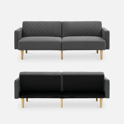 mopio Futon Sofa Bed, Couch, Small Sofa, Sleeper Sofa, Loveseat, Mid Century Modern Futon Couch, Sofa Cama, Couches for Living Room (Dark Gray Fabric) - WoodArtSupply