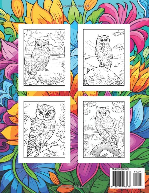 Owl Coloring Book: For Kids & Teens, Girls And Boys, Bird Lovers Activity Book Majosta